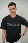 Rhinestone "Weekend" Oversized Tee – Pitch Black