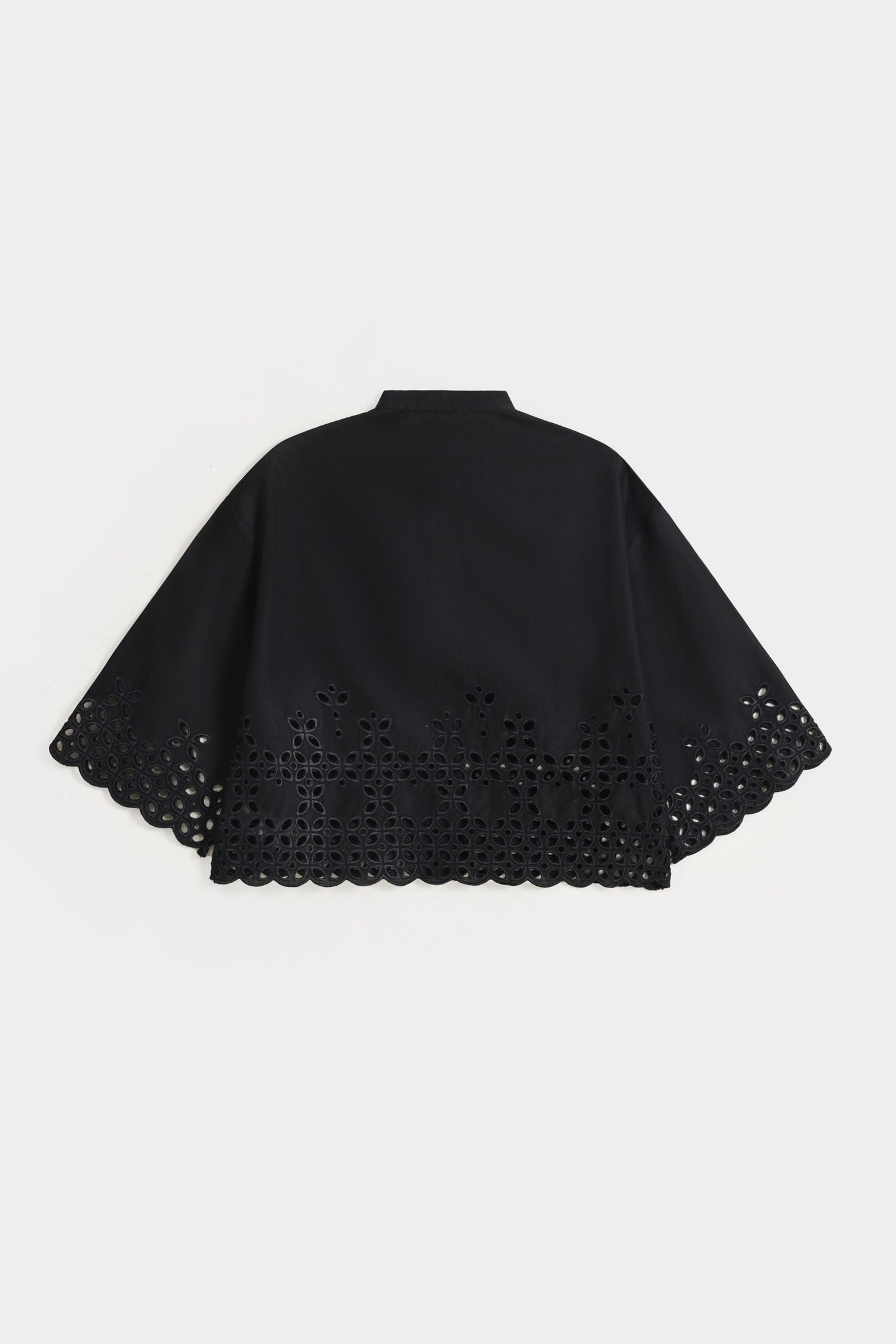 Cut-Work Embroidered Cropped Shirt