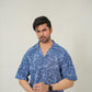 Indigo Burnout Textured Cuban Shirt