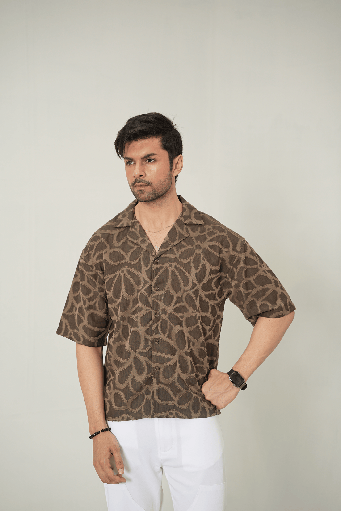 Earthy Abstract Cubist Cuban Shirt