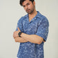 Indigo Burnout Textured Cuban Shirt