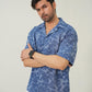 Indigo Burnout Textured Cuban Shirt