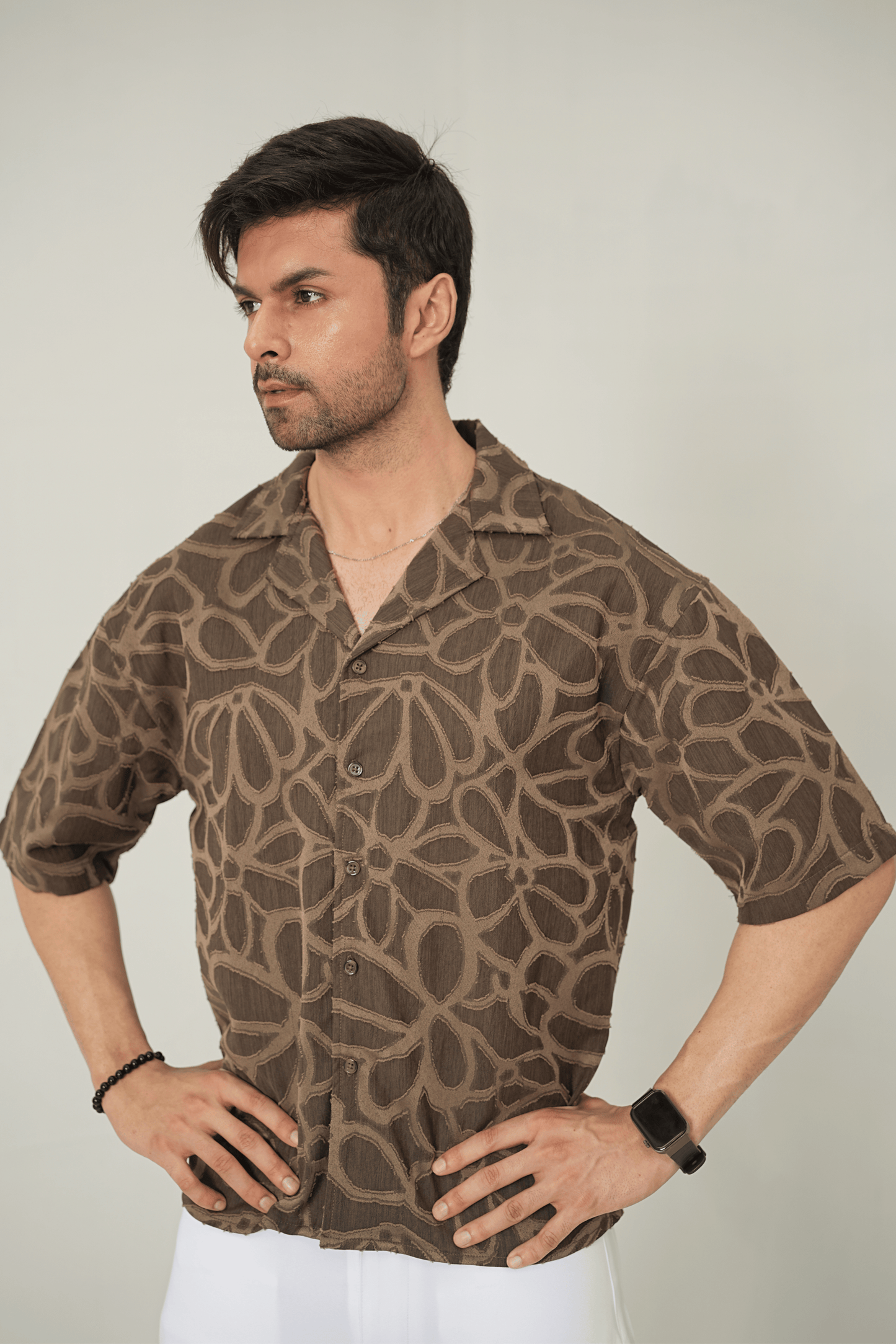 Earthy Abstract Cubist Cuban Shirt