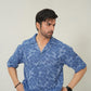 Indigo Burnout Textured Cuban Shirt