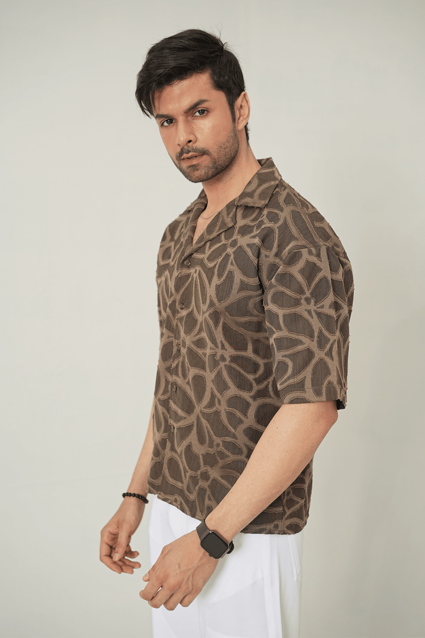 Earthy Abstract Cubist Cuban Shirt