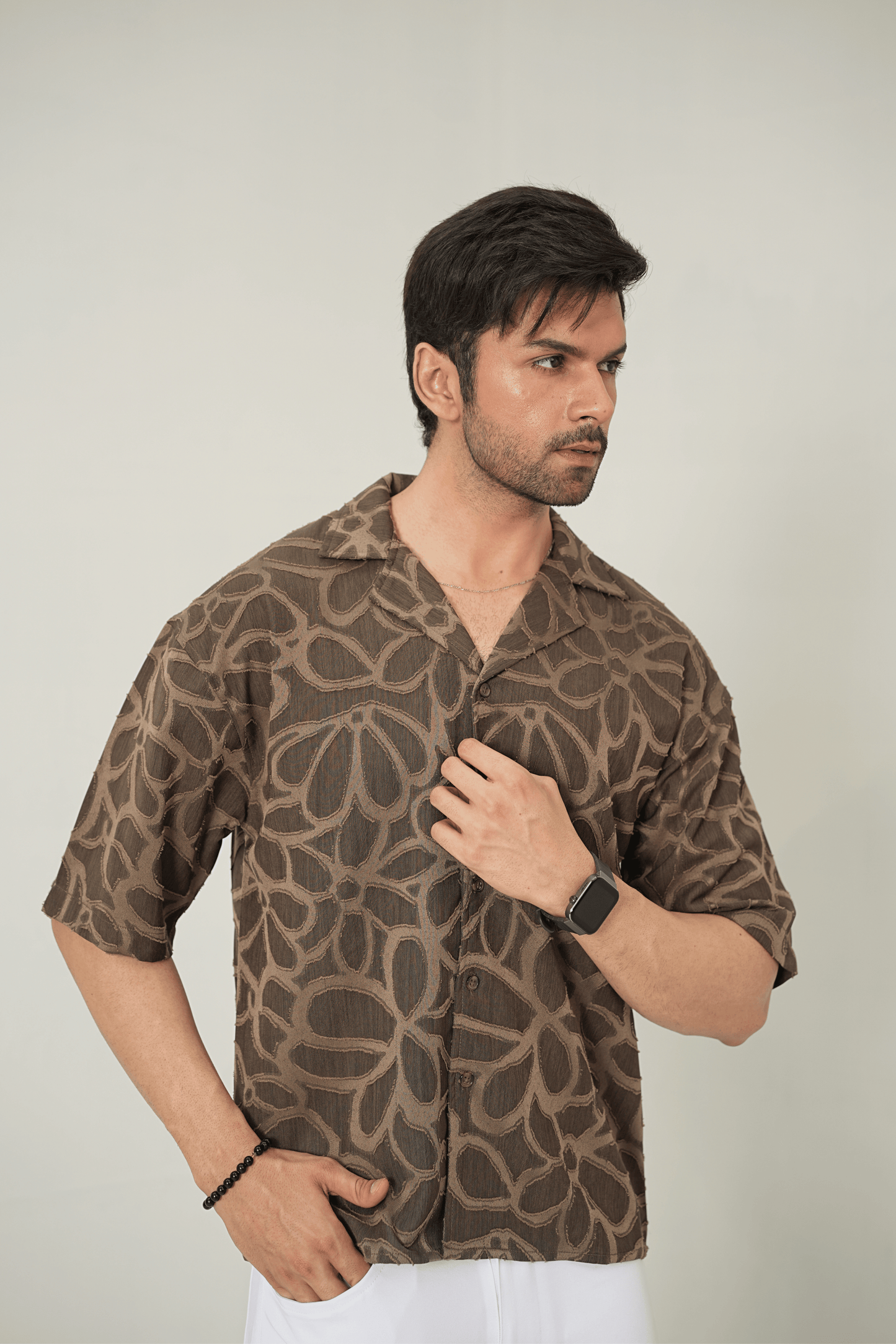 Earthy Abstract Cubist Cuban Shirt