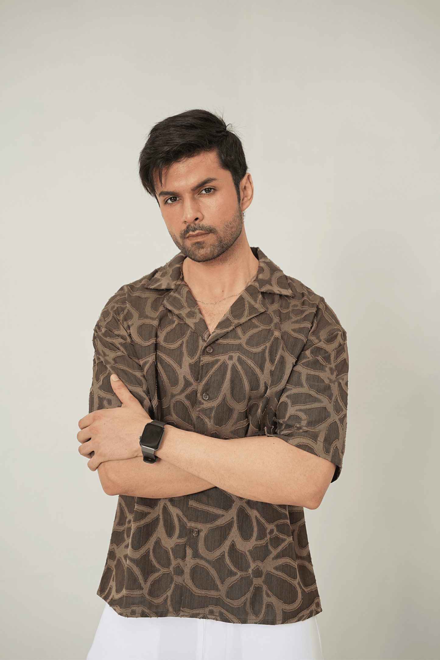 Earthy Abstract Cubist Cuban Shirt