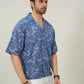 Indigo Burnout Textured Cuban Shirt