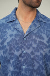 Indigo Burnout Textured Cuban Shirt