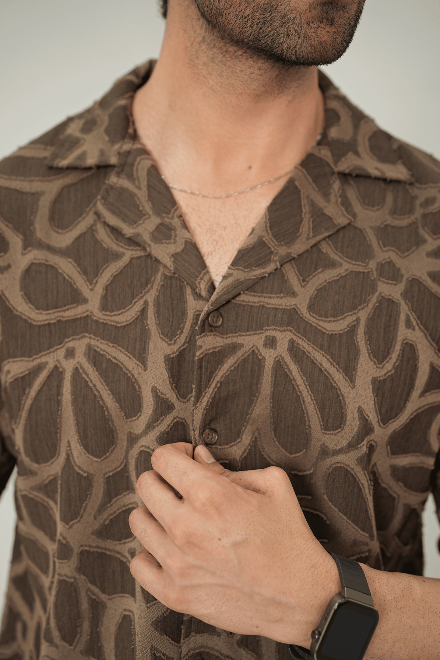 Earthy Abstract Cubist Cuban Shirt