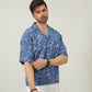Indigo Burnout Textured Cuban Shirt