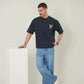 Baroque Monogram Oversized Tee – Midnight Navy