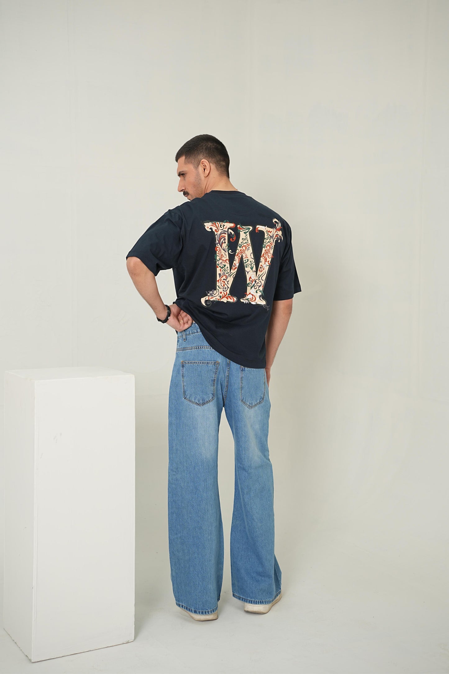 Baroque Monogram Oversized Tee – Midnight Navy