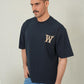 Baroque Monogram Oversized Tee – Midnight Navy