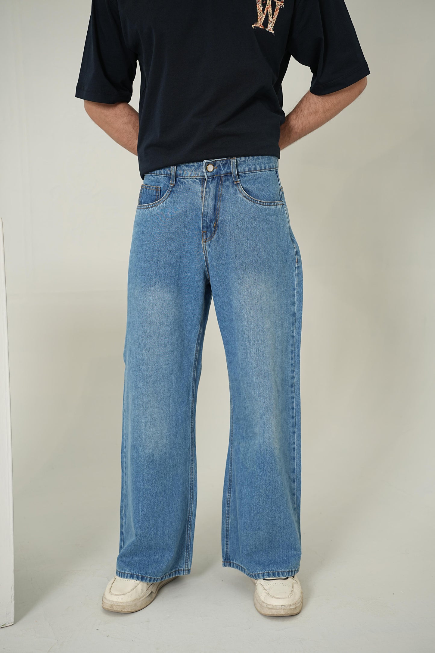 Baroque Monogram Boxy Tee & Wide-Leg Denim Set