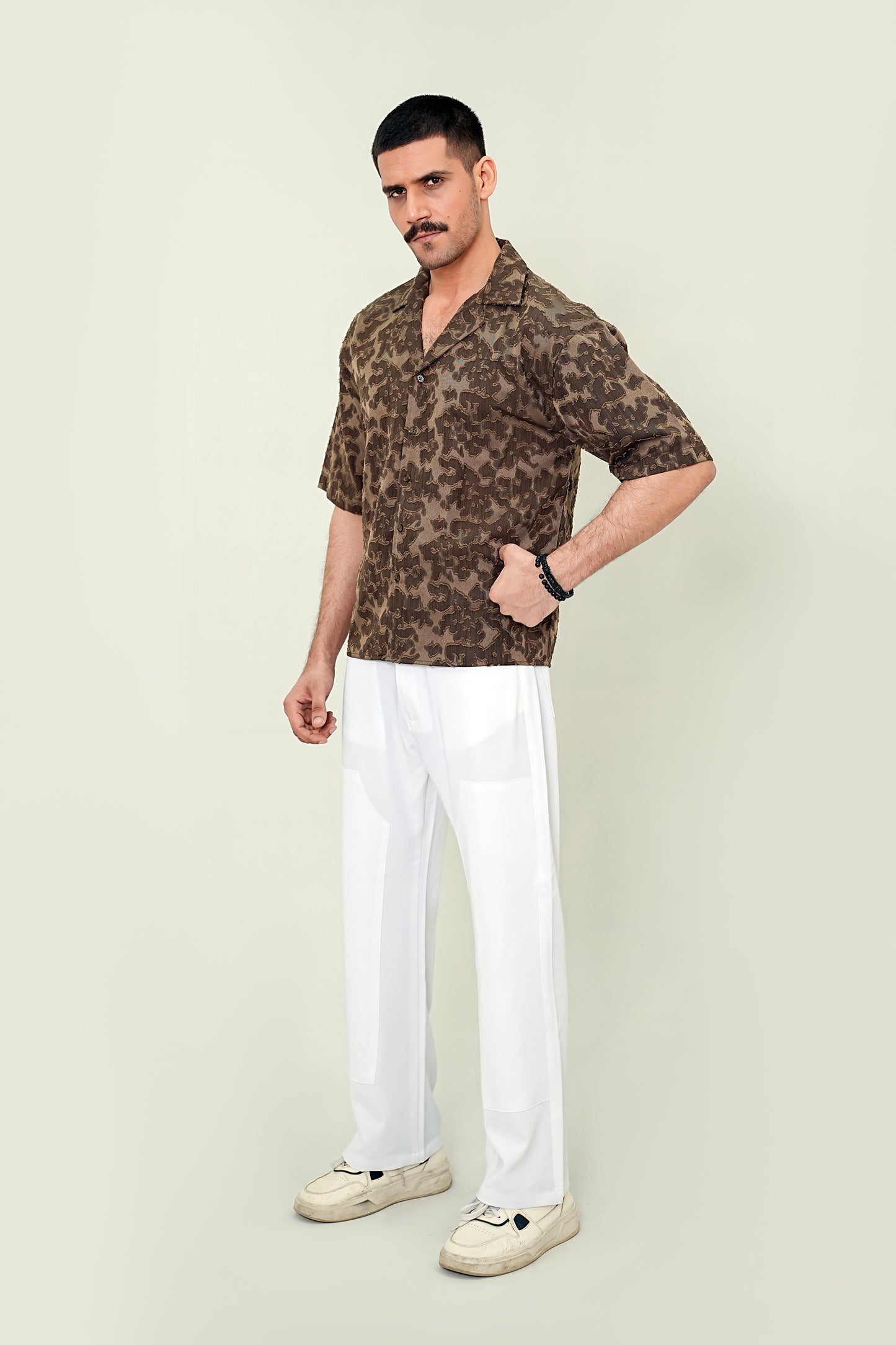 Mocha Cubist Devoré Cuban Shirt