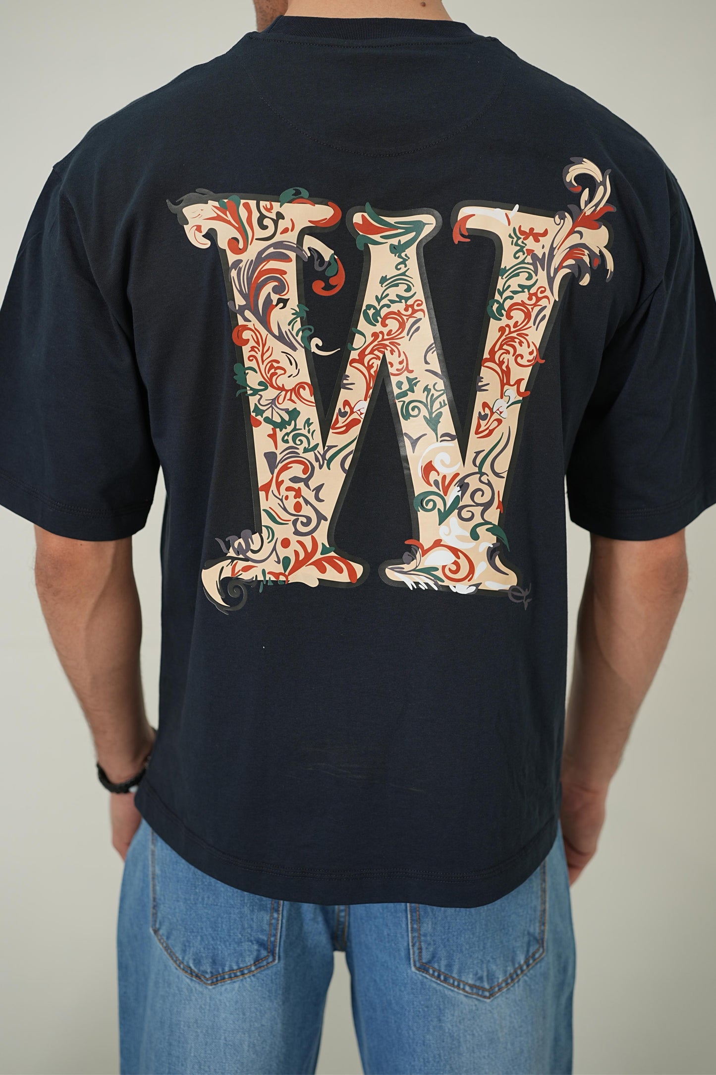 Baroque Monogram Oversized Tee – Midnight Navy