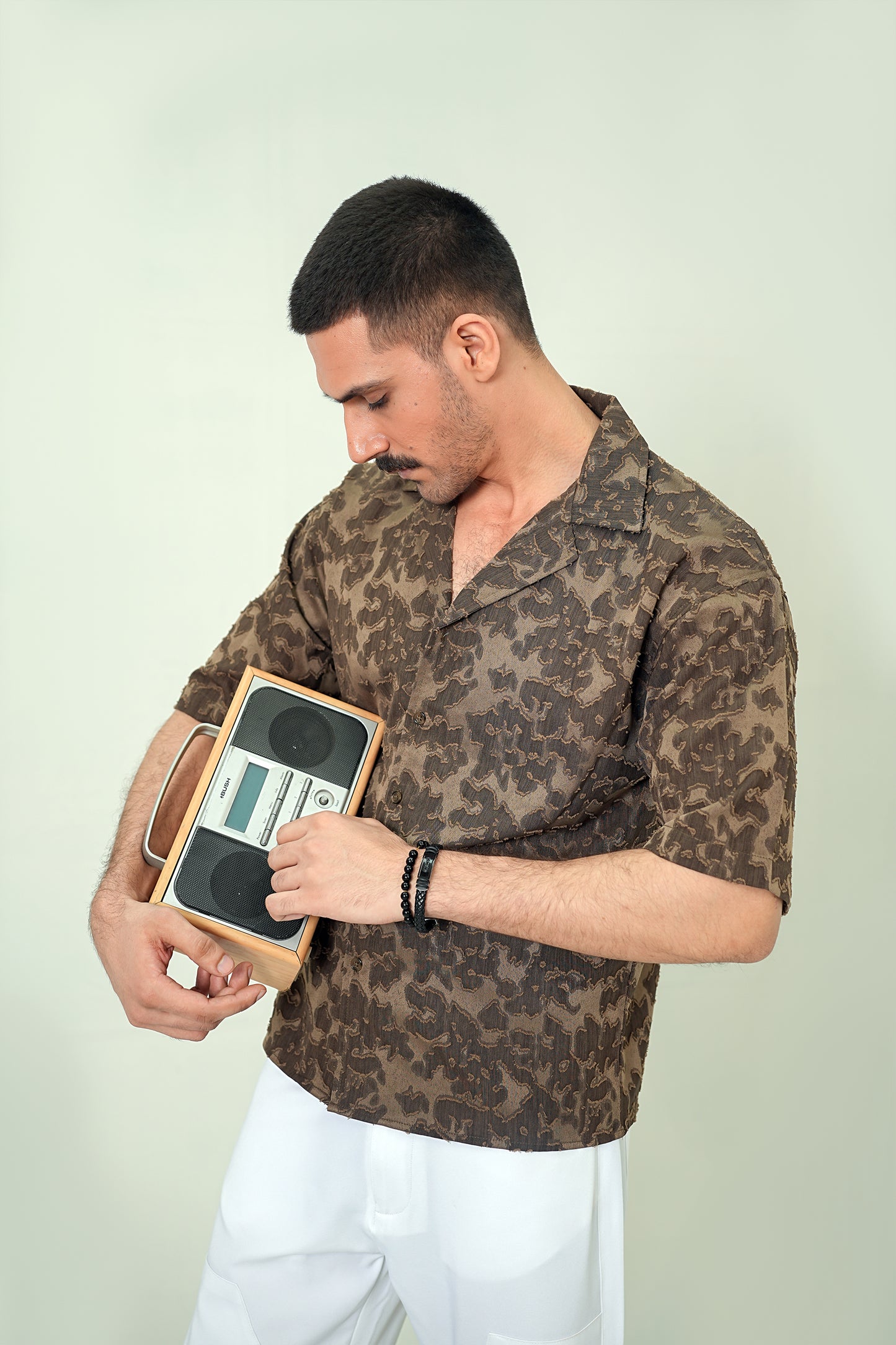 Mocha Cubist Devoré Cuban Shirt