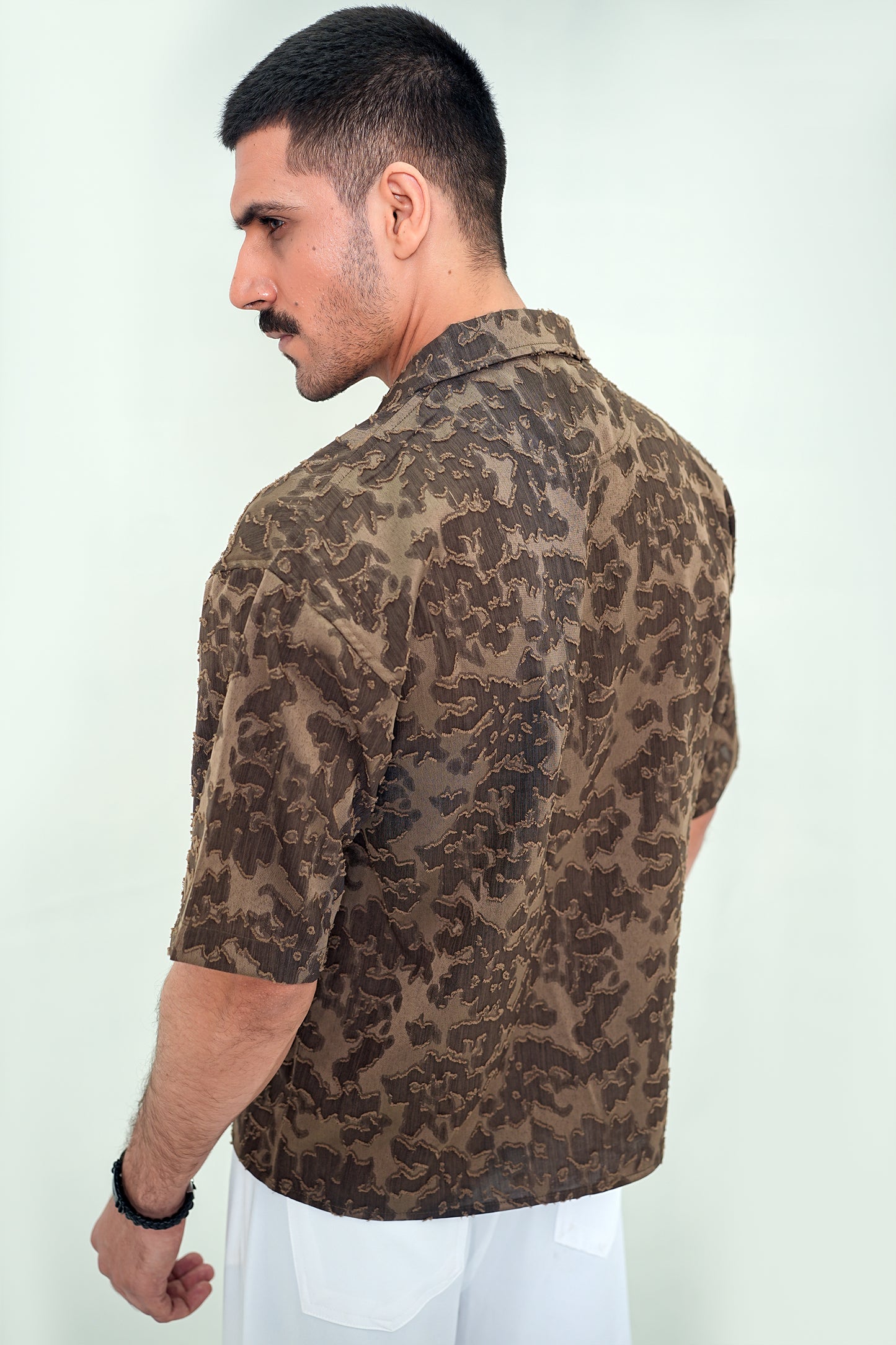 Mocha Cubist Devoré Cuban Shirt