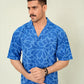 Cobalt Cubist Devoré Cuban Shirt – Electric Blue