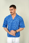Cobalt Cubist Devoré Cuban Shirt – Electric Blue