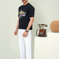 Men's Midnight Black "Weekend" Avant-Garde Graphic Tee – Premium Drop-Shoulder Fit