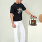Men's Midnight Black "Weekend" Avant-Garde Graphic Tee – Premium Drop-Shoulder Fit