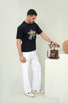 Men's Midnight Black "Weekend" Avant-Garde Graphic Tee – Premium Drop-Shoulder Fit