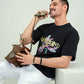 Men's Midnight Black "Weekend" Avant-Garde Graphic Tee – Premium Drop-Shoulder Fit