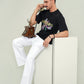 Men's Midnight Black "Weekend" Avant-Garde Graphic Tee – Premium Drop-Shoulder Fit