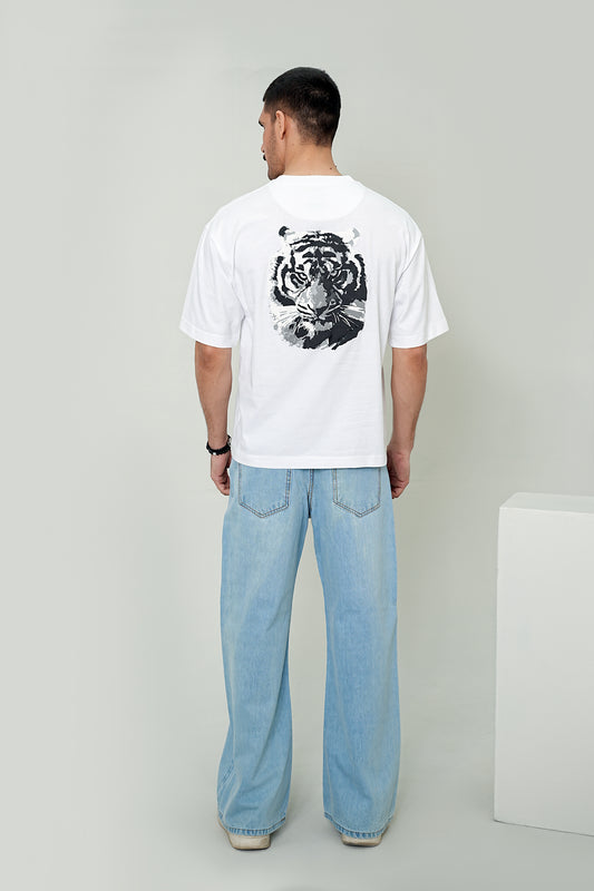 Men's Off-White "Camo Tiger" Heavyweight Streetwear Tee – Relaxed Fit