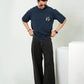 Men's Obsidian Navy "Camo Tiger" Heavyweight Streetwear Tee – Relaxed Fit