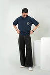 Men's Obsidian Navy "Camo Tiger" Heavyweight Streetwear Tee – Relaxed Fit