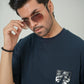 Men's Obsidian Navy "Camo Tiger" Heavyweight Streetwear Tee – Relaxed Fit