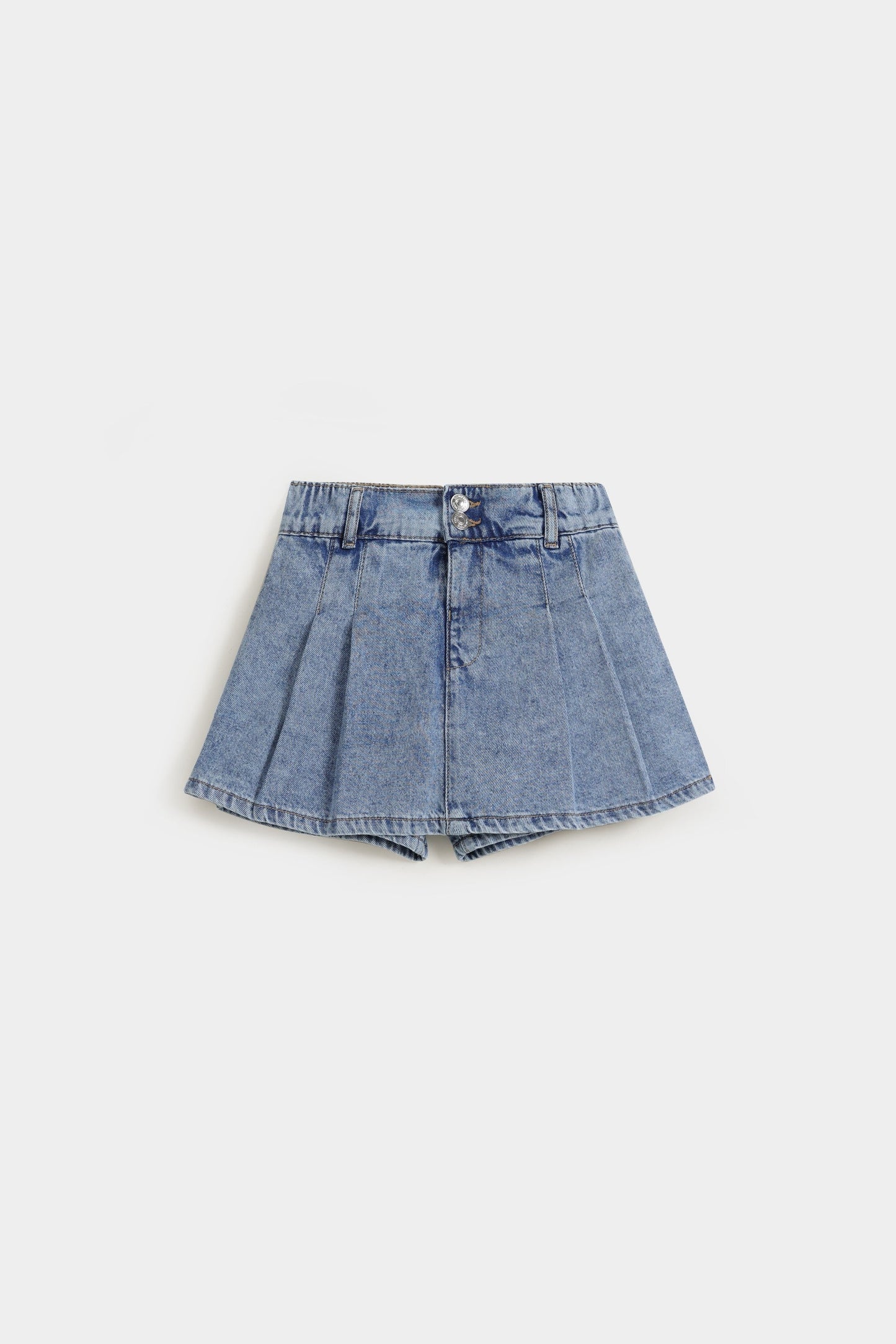 Denim Knife Pleated Skirt