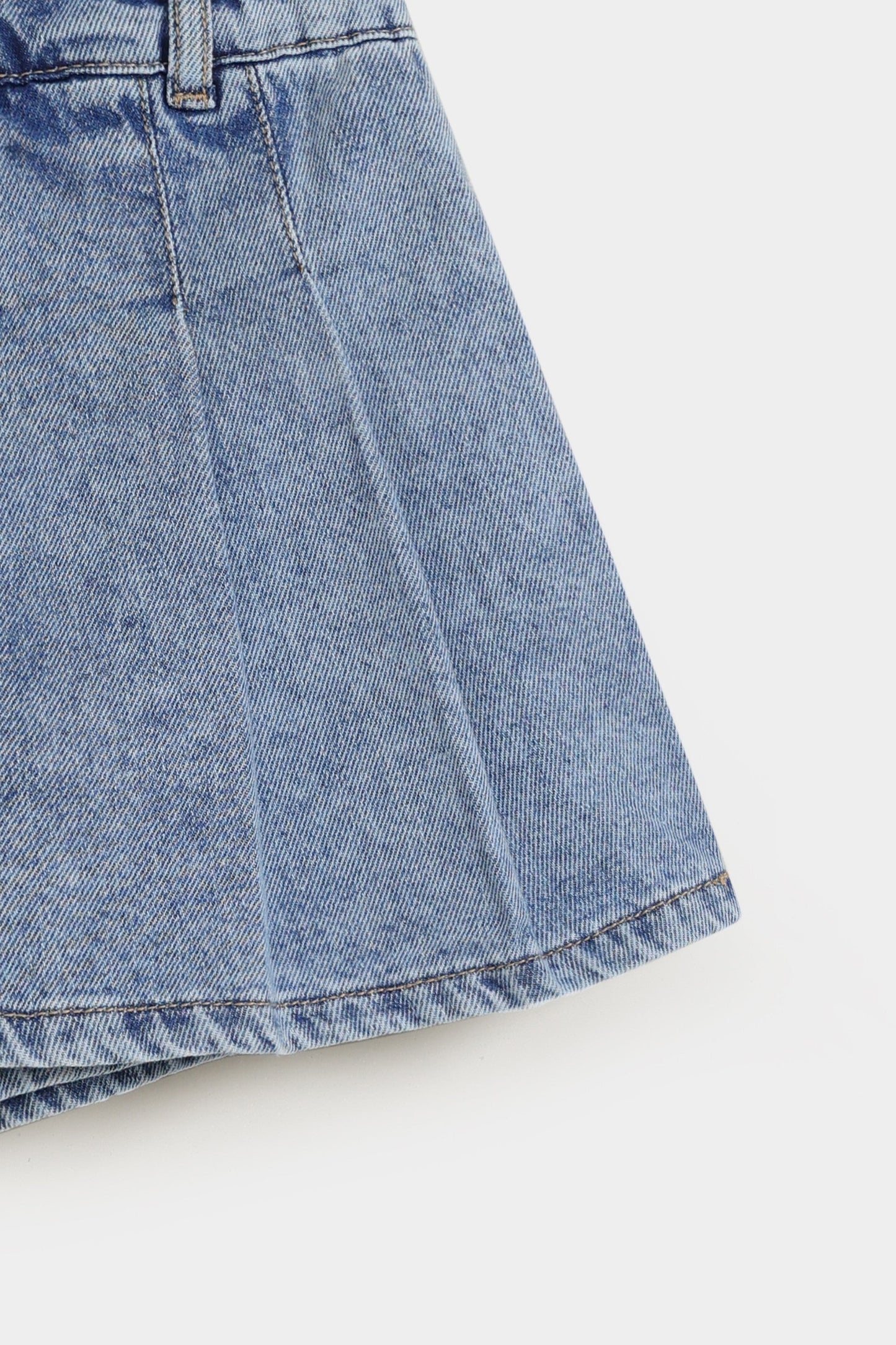 Denim Knife Pleated Skirt