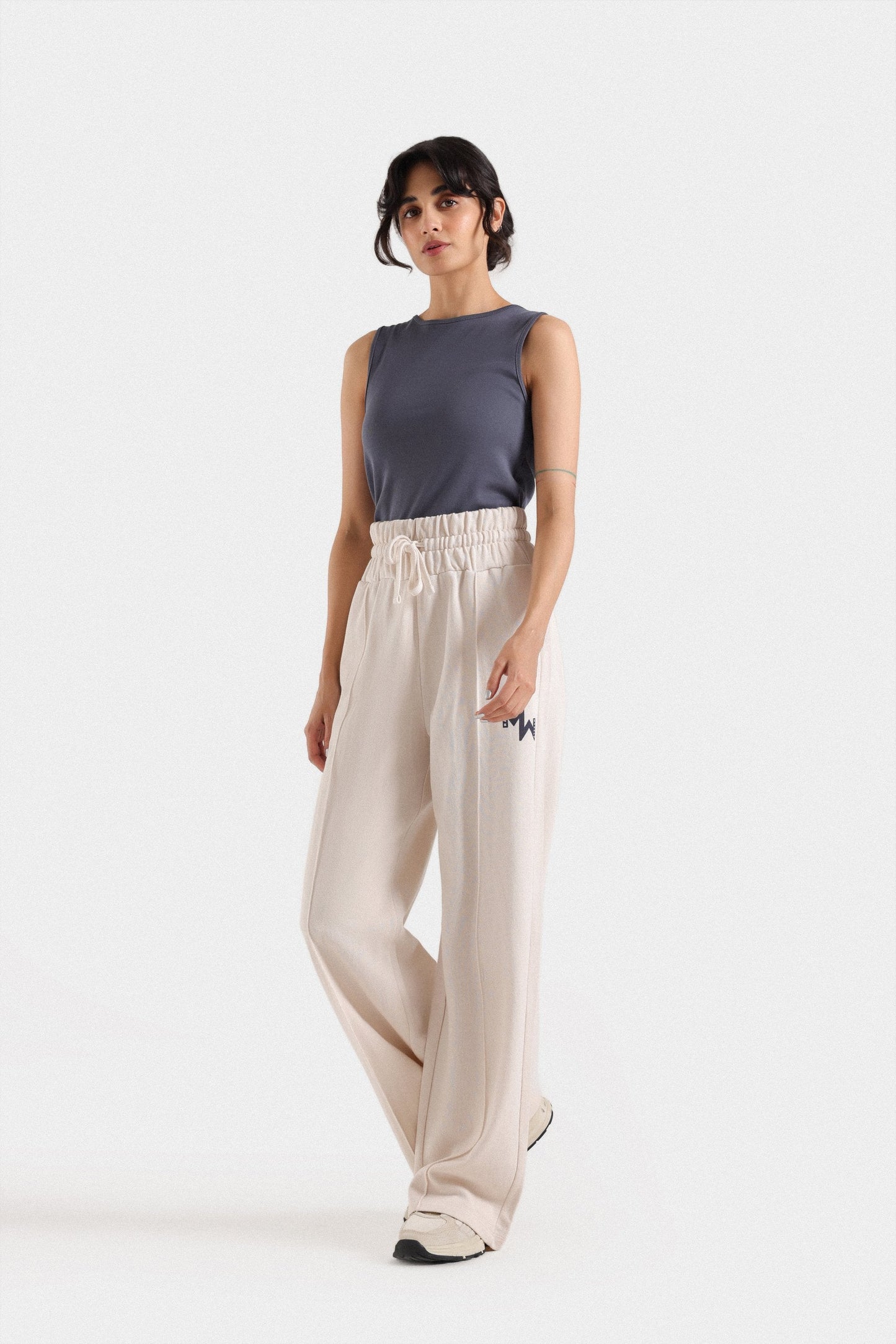 Wide Leg Trousers With Front Seam