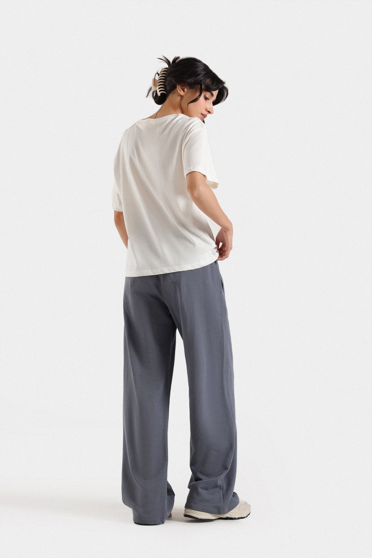 Wide Leg Trousers With Front Seam