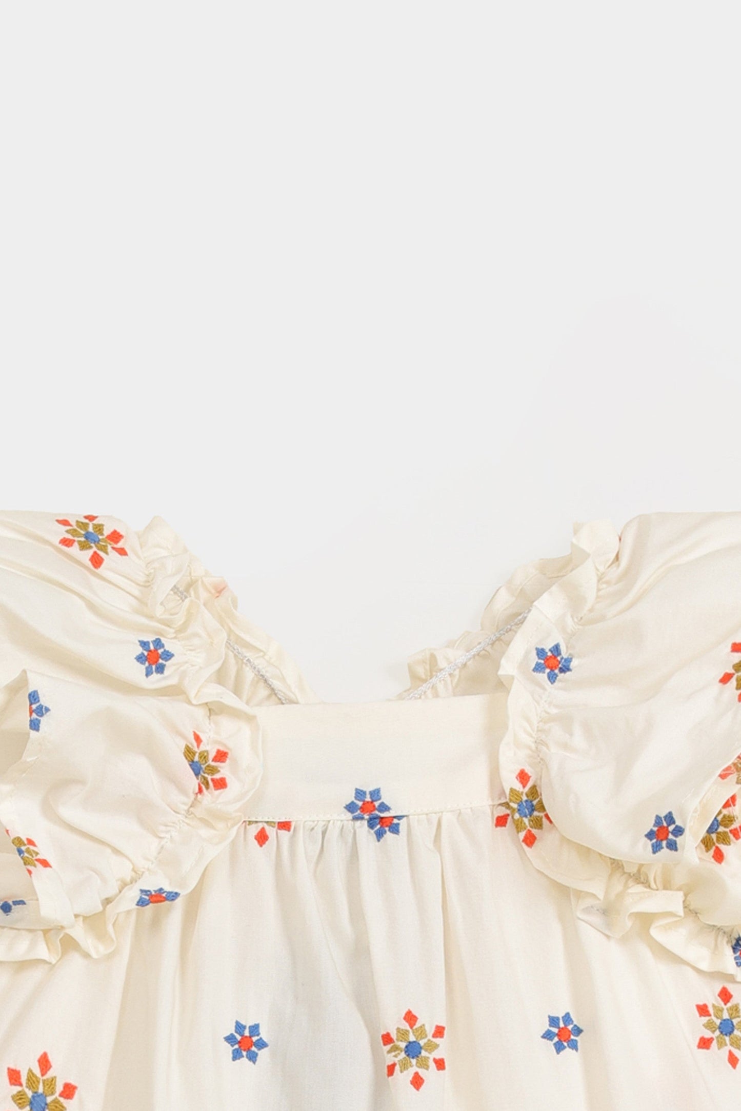 Embroidered Top Paired With Wide Leg