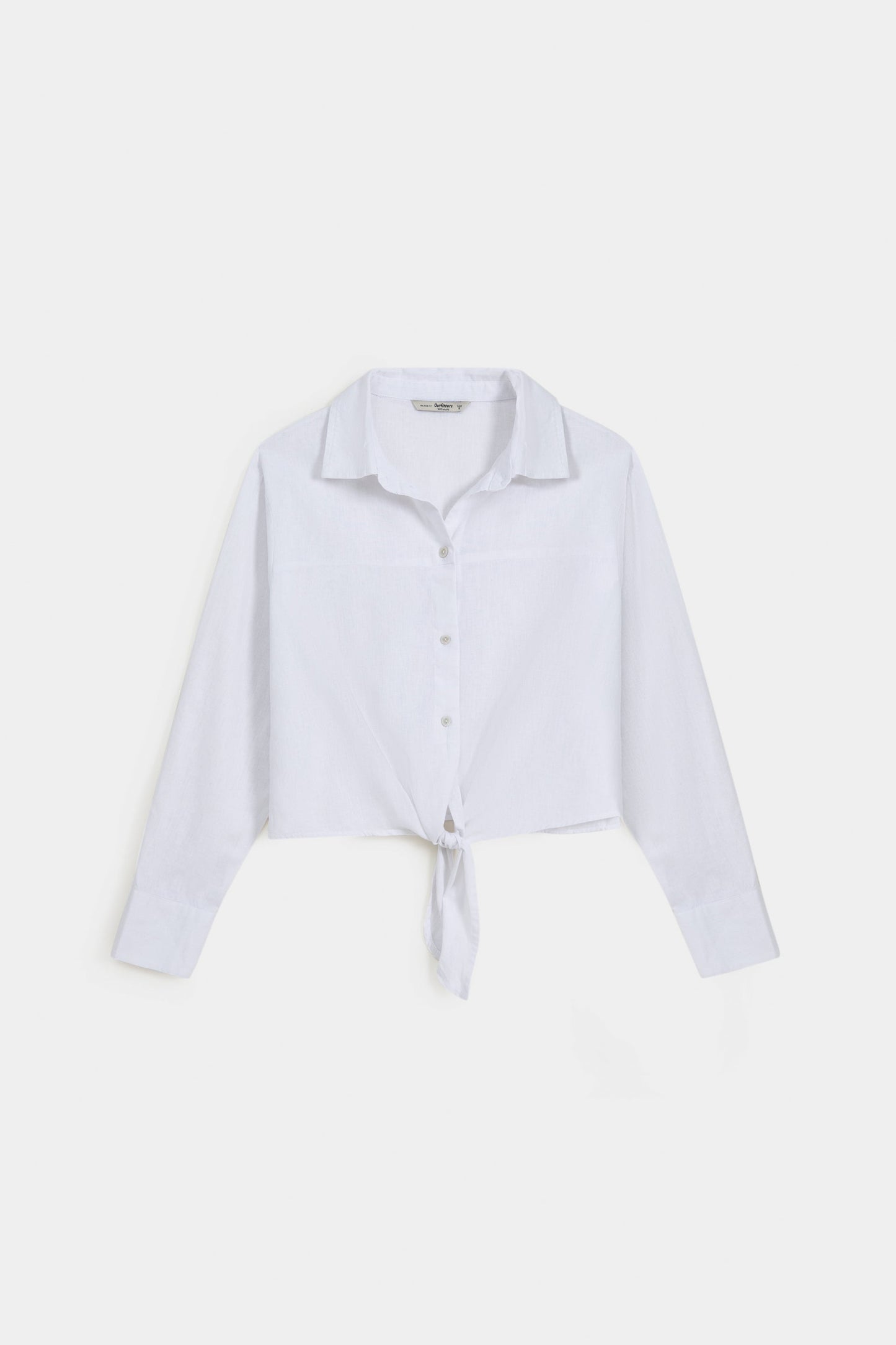 Button Down Cropped Shirt with Knot