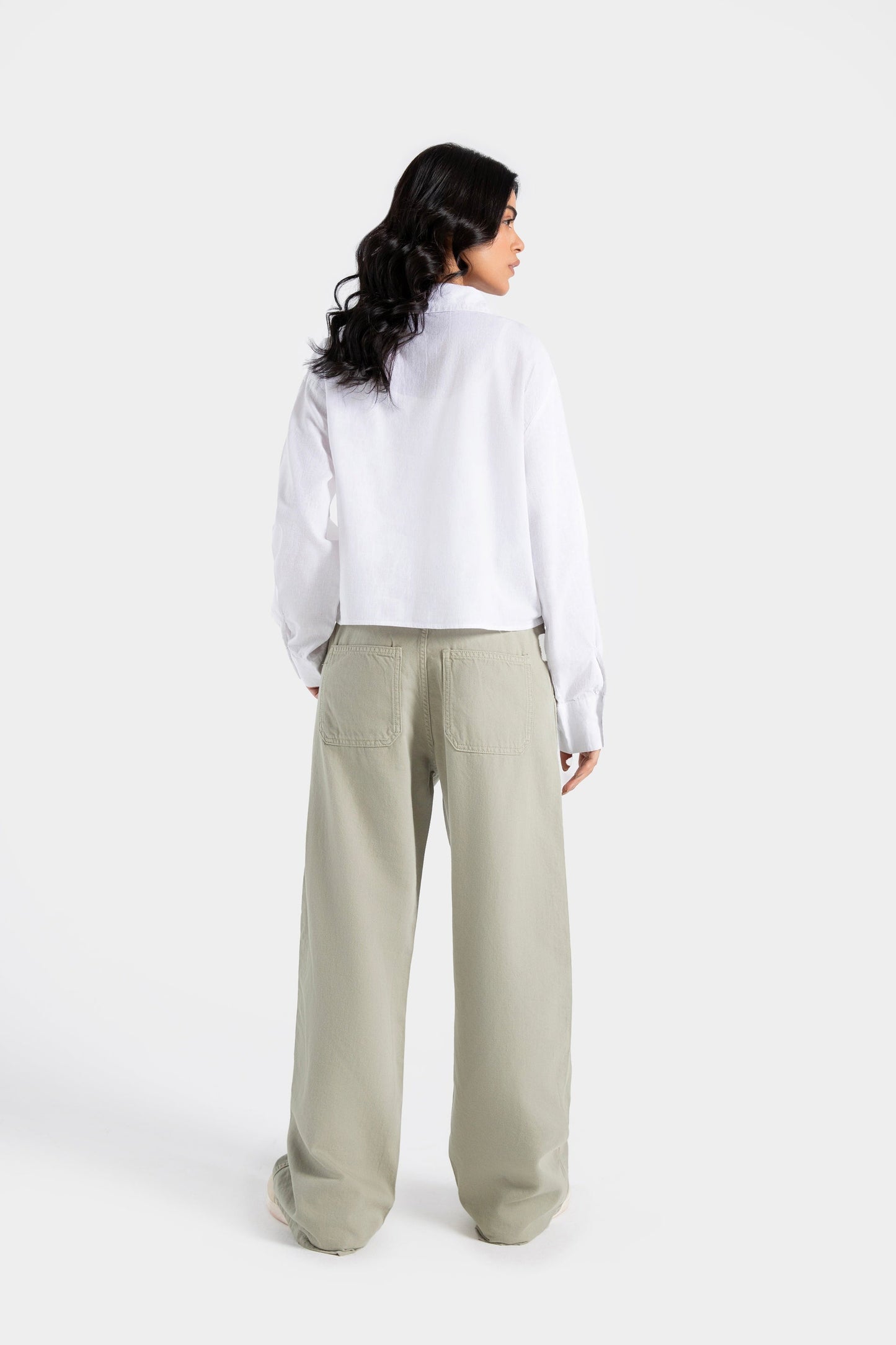 Button Down Cropped Shirt with Knot