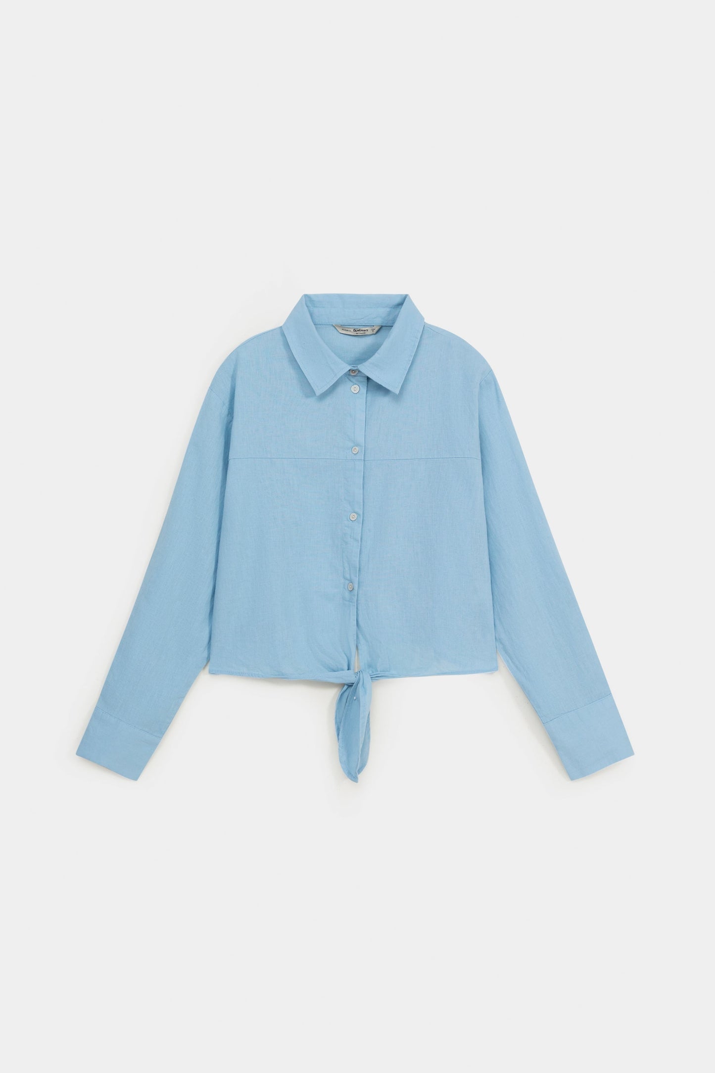 Button Down Cropped Shirt with Knot