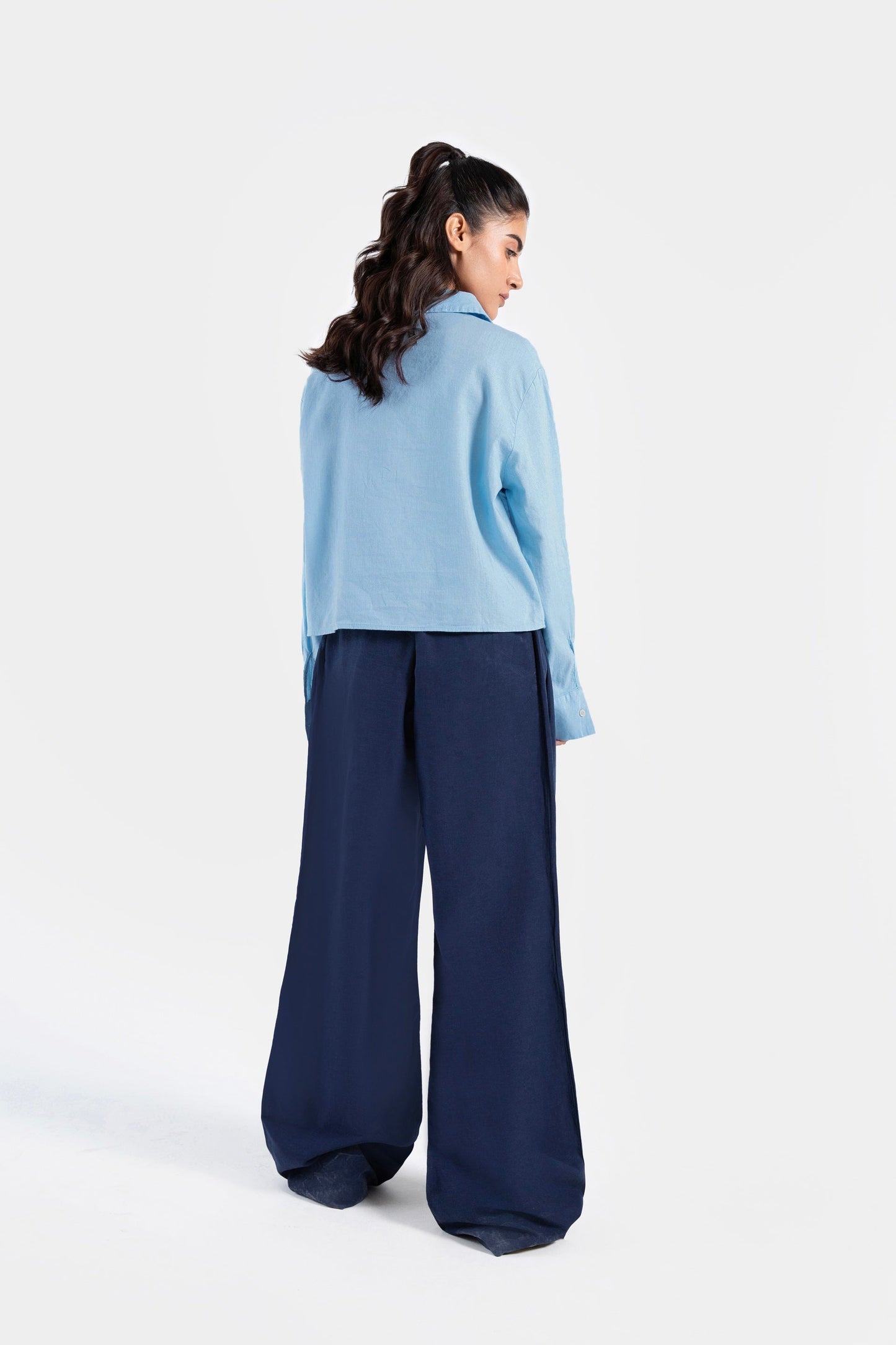 Button Down Cropped Shirt with Knot