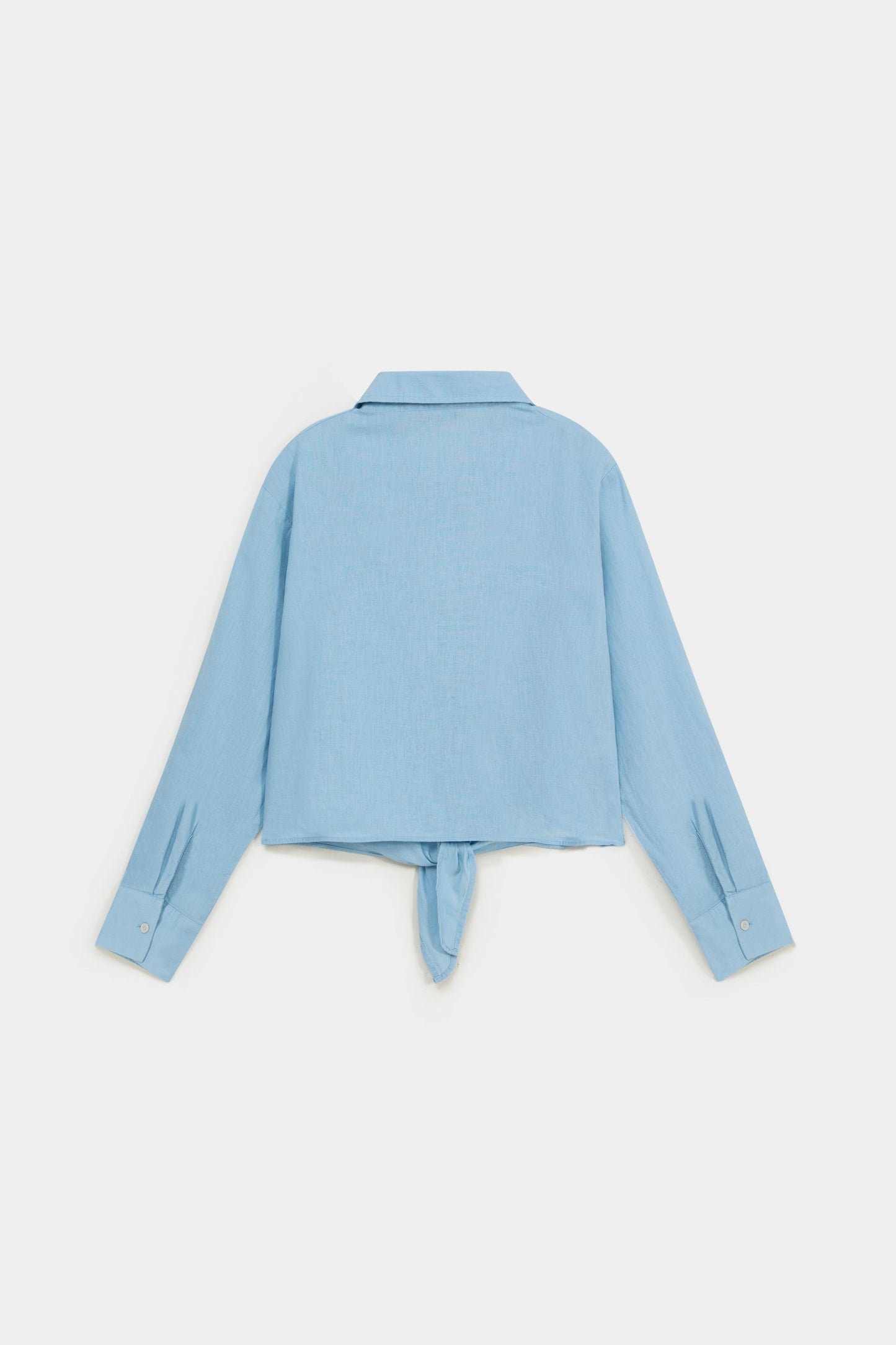 Button Down Cropped Shirt with Knot