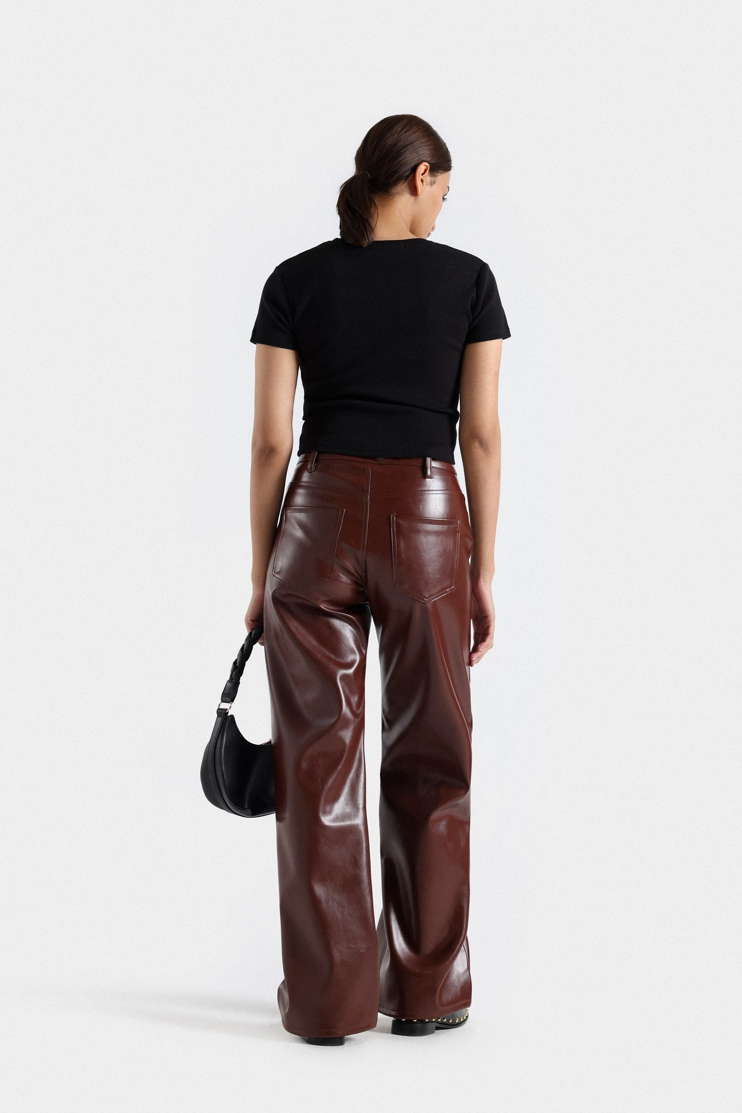 Faux Leather Wide Leg Pants