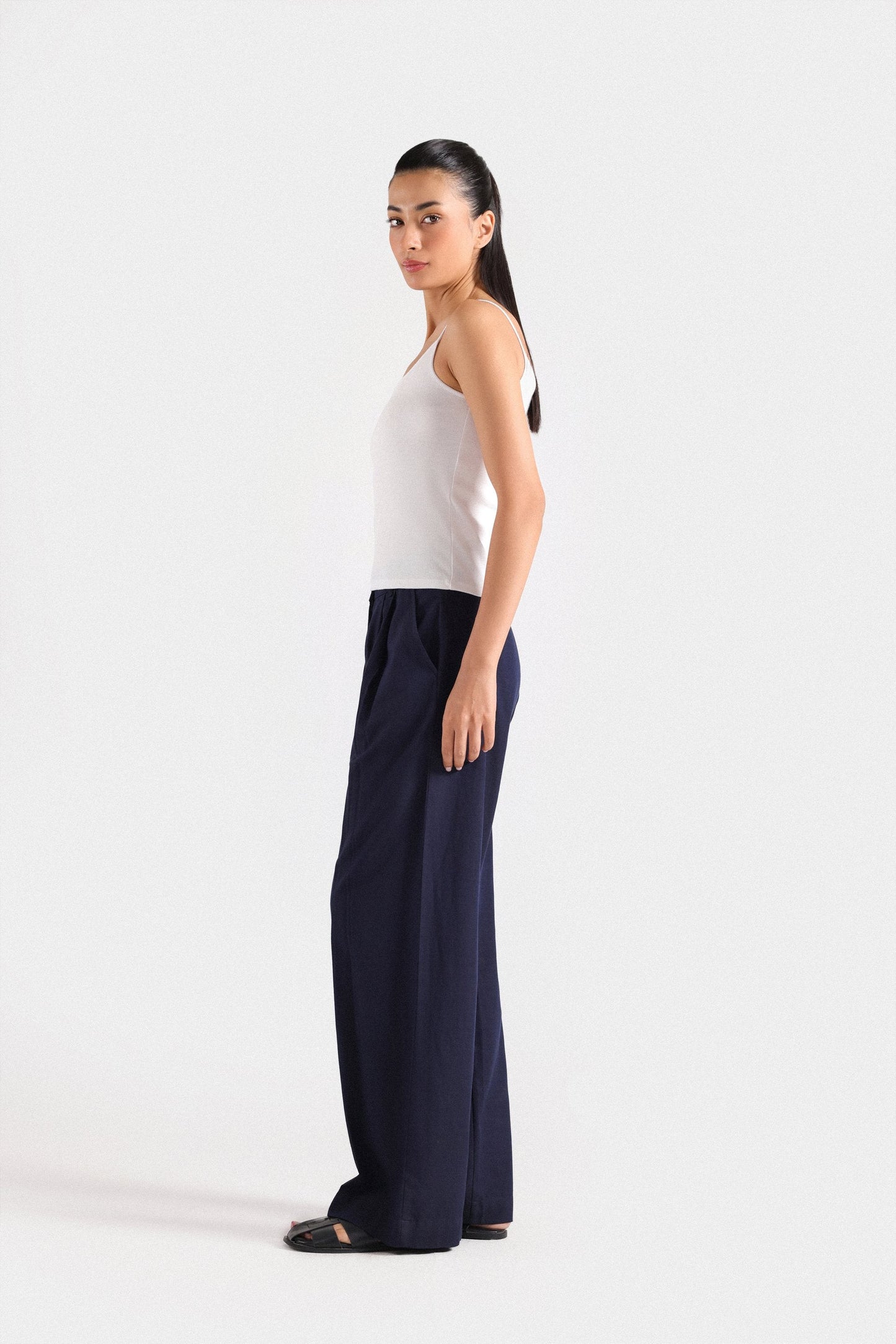 Wide Leg Pleated Trousers