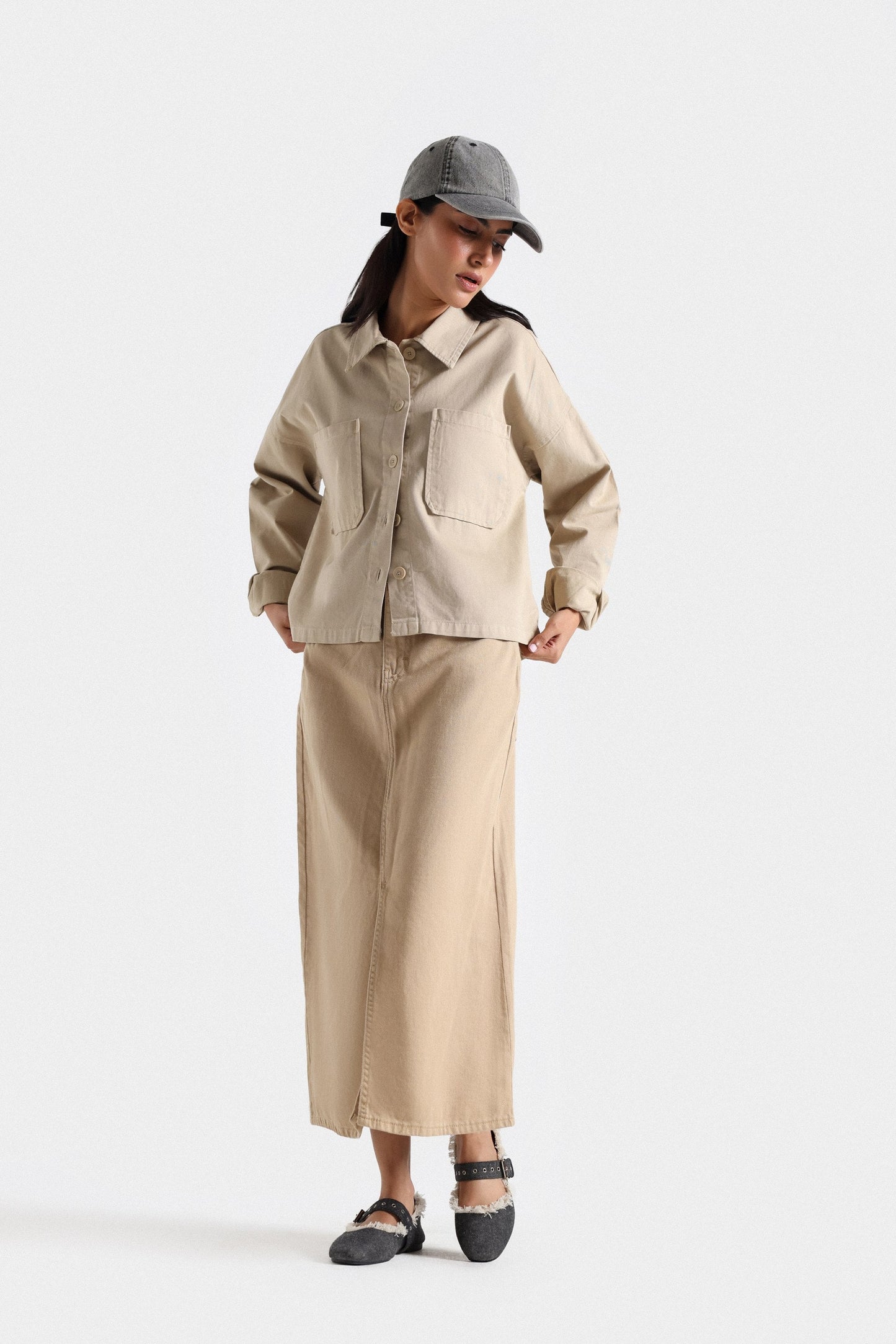 Basic Non-Denim Cropped Shirt