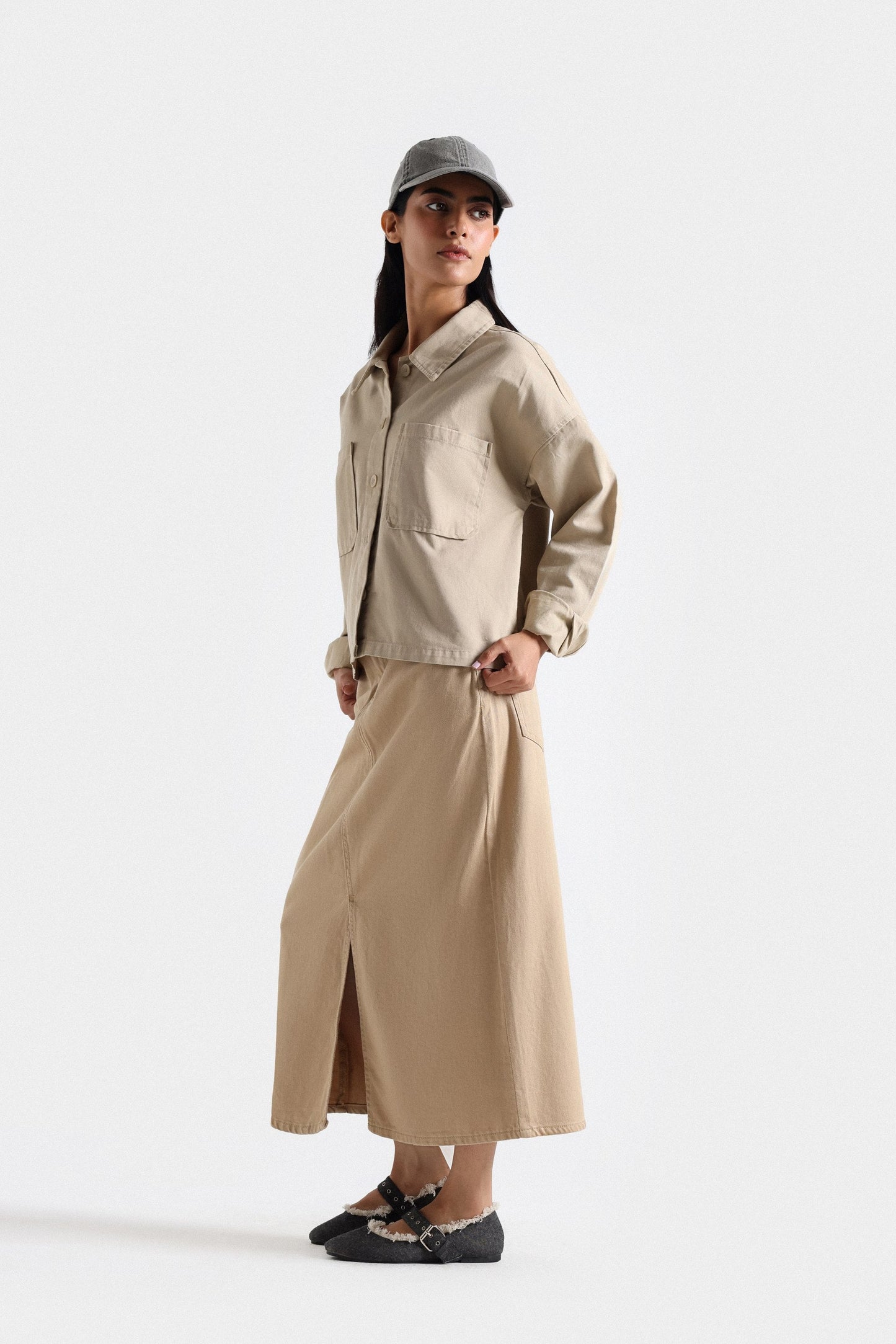 Basic Non-Denim Cropped Shirt