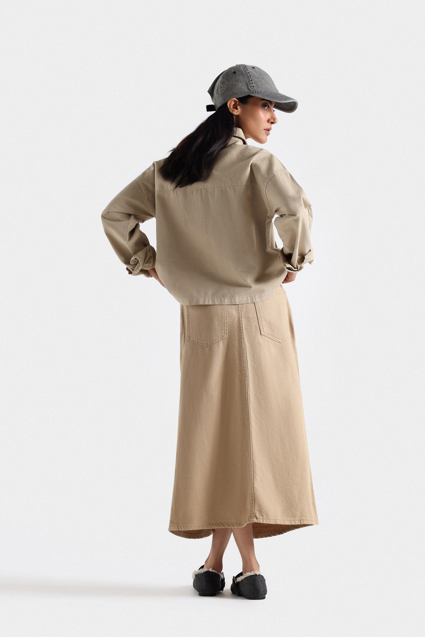 Basic Non-Denim Cropped Shirt