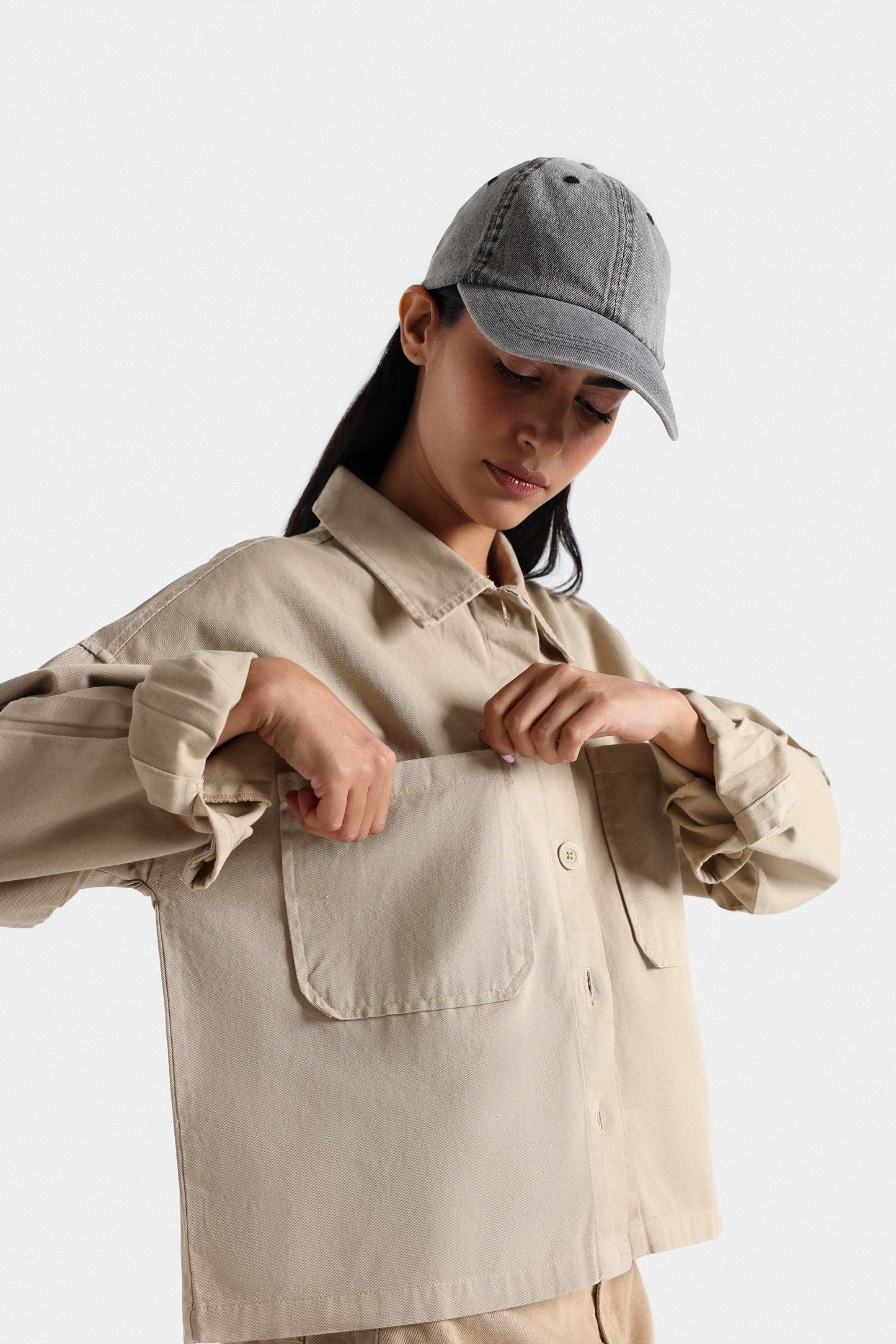 Basic Non-Denim Cropped Shirt